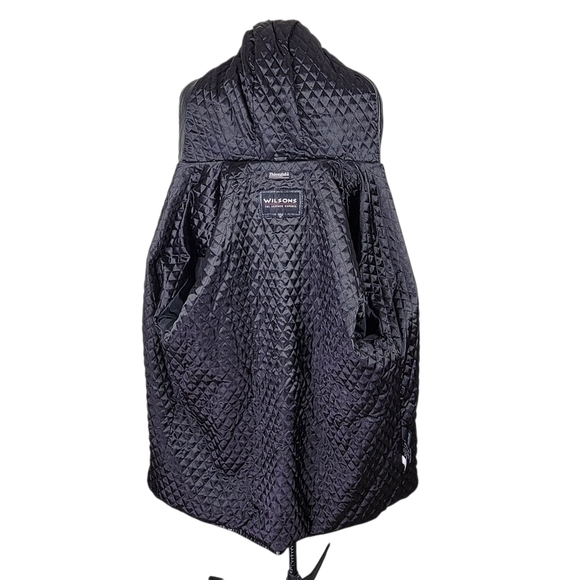 Wilsons Leather Coat Women XL Black Hooded Front Zip Quilted Thinsulate Lining - Picture 4 of 12